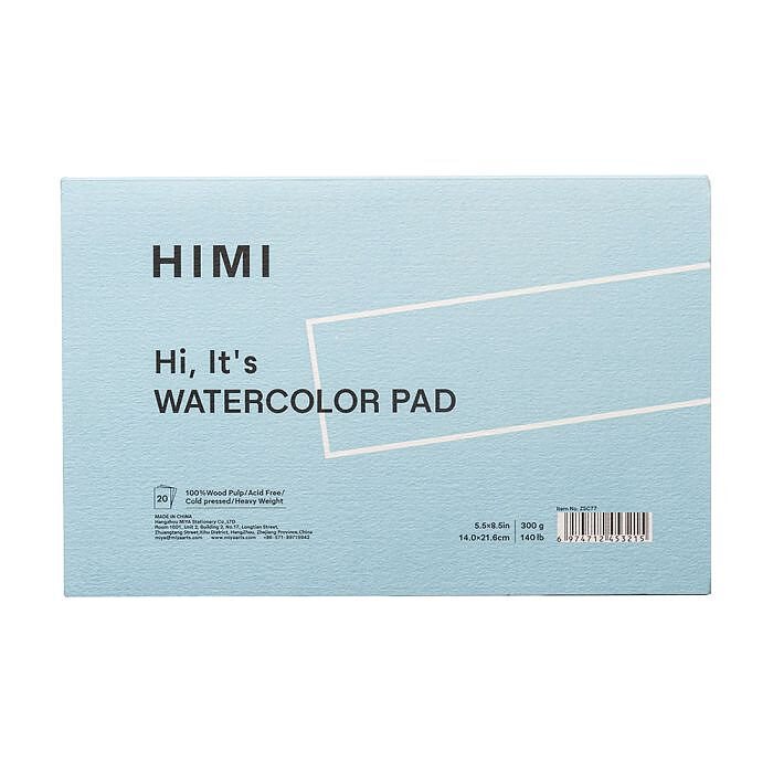 HIMI akvarellblock – blått, 140 × 216 mm / Miya Himi Akvarellblock Blå 14 x 21,6 cm