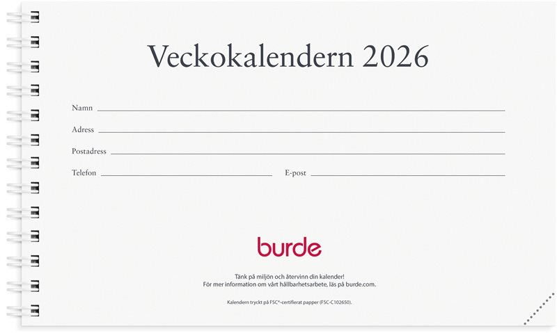 Kalender 2026 Veckokalendern refill