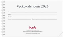 Kalender 2026 Veckokalendern refill